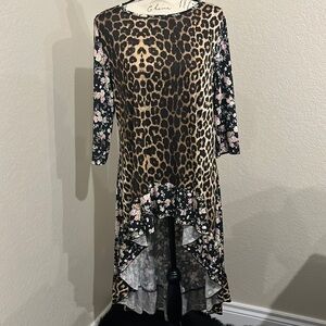 Leopard and floral print high low top